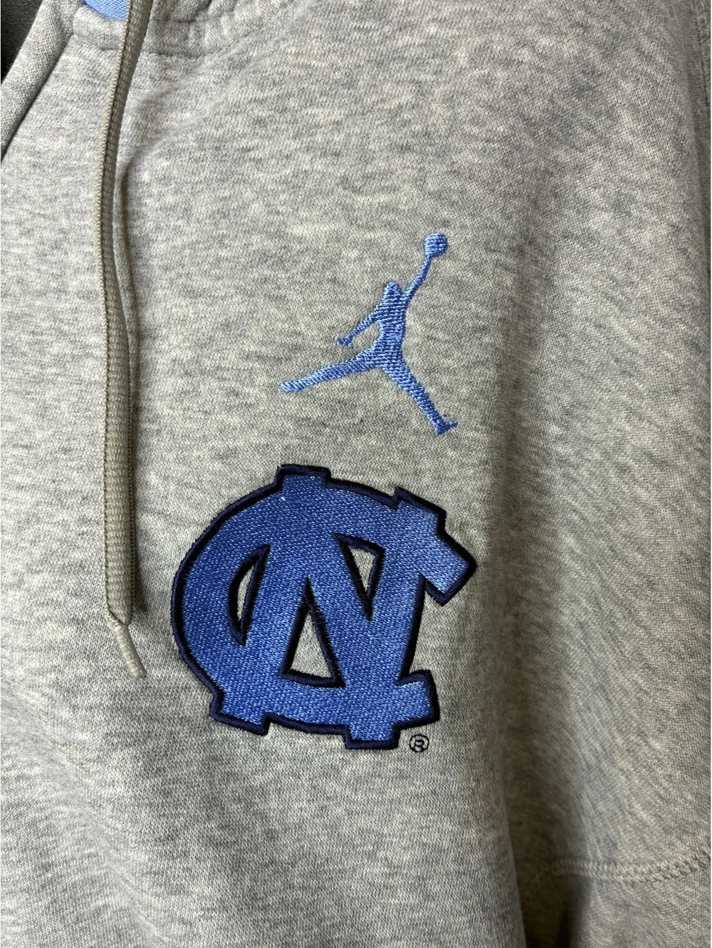 Jordan North Carolina Tar Heels Grey Zip-Up Hoodie Argyle Lined Hood Men's XXL